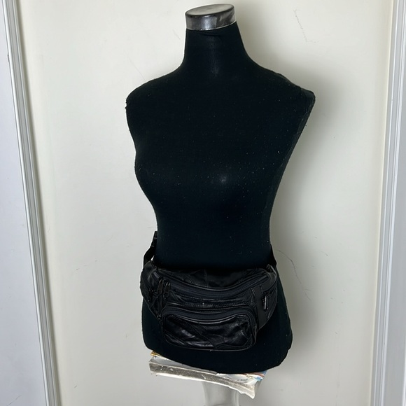 Vintage Y2k Patched Work Leather 5 Zippered Funny Pack - Picture 4 of 15